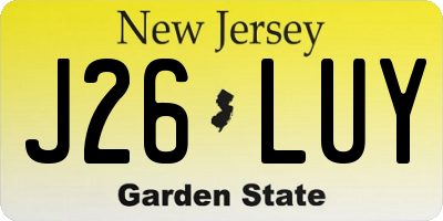 NJ license plate J26LUY