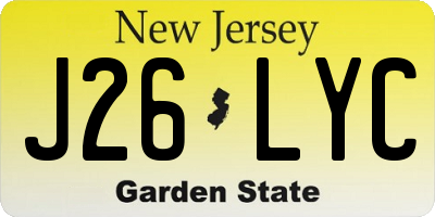NJ license plate J26LYC