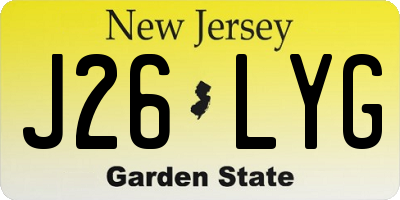 NJ license plate J26LYG