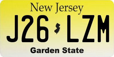 NJ license plate J26LZM
