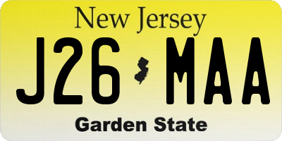 NJ license plate J26MAA