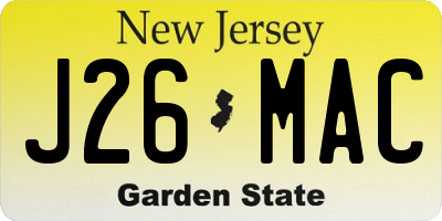 NJ license plate J26MAC