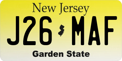 NJ license plate J26MAF
