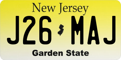 NJ license plate J26MAJ