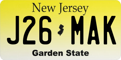 NJ license plate J26MAK