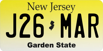 NJ license plate J26MAR