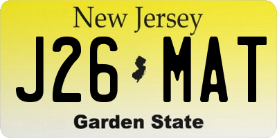 NJ license plate J26MAT