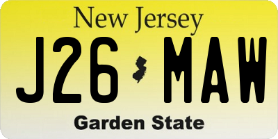 NJ license plate J26MAW