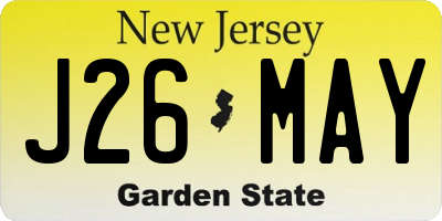 NJ license plate J26MAY