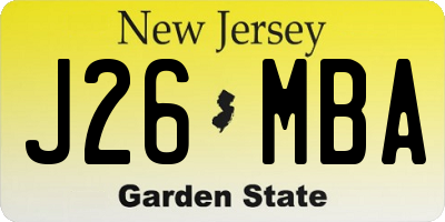 NJ license plate J26MBA