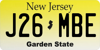 NJ license plate J26MBE