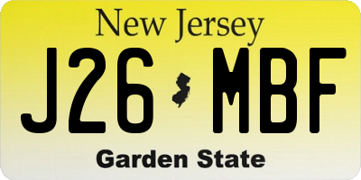 NJ license plate J26MBF