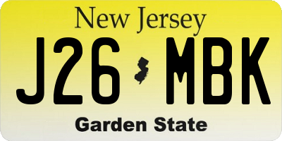 NJ license plate J26MBK