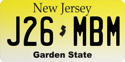 NJ license plate J26MBM