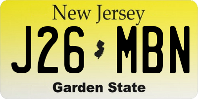 NJ license plate J26MBN