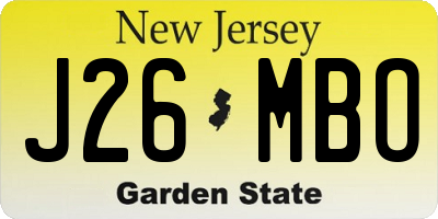 NJ license plate J26MBO