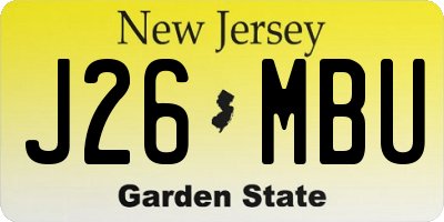 NJ license plate J26MBU