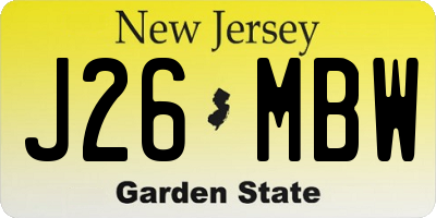 NJ license plate J26MBW