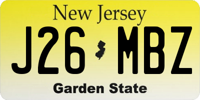 NJ license plate J26MBZ