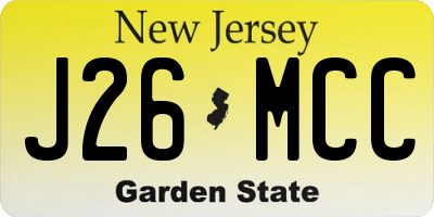 NJ license plate J26MCC