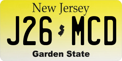NJ license plate J26MCD