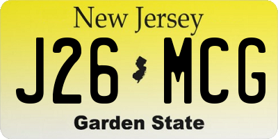 NJ license plate J26MCG