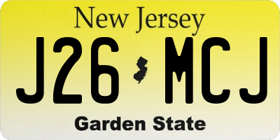 NJ license plate J26MCJ
