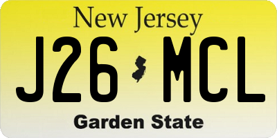 NJ license plate J26MCL