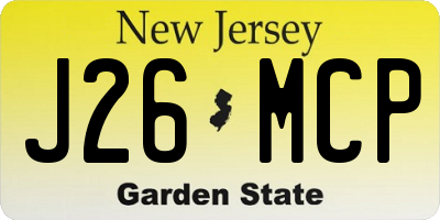 NJ license plate J26MCP