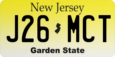 NJ license plate J26MCT