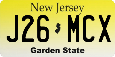 NJ license plate J26MCX