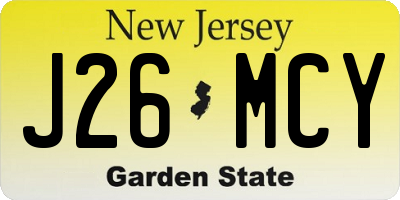 NJ license plate J26MCY