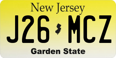 NJ license plate J26MCZ