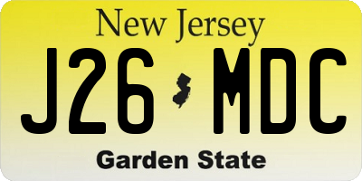 NJ license plate J26MDC