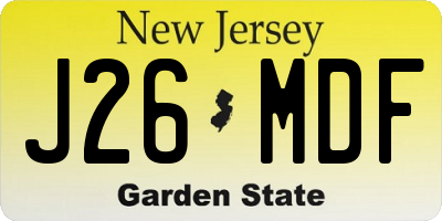 NJ license plate J26MDF