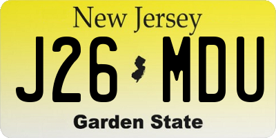 NJ license plate J26MDU
