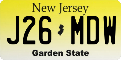 NJ license plate J26MDW