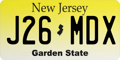 NJ license plate J26MDX