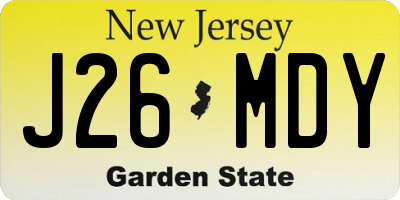 NJ license plate J26MDY
