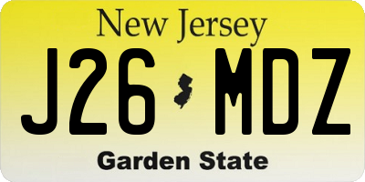 NJ license plate J26MDZ