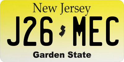 NJ license plate J26MEC