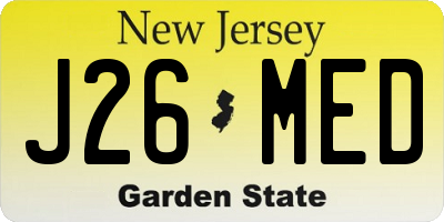 NJ license plate J26MED