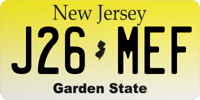 NJ license plate J26MEF