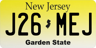 NJ license plate J26MEJ