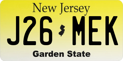 NJ license plate J26MEK