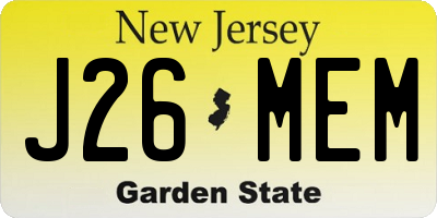 NJ license plate J26MEM