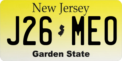 NJ license plate J26MEO