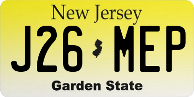 NJ license plate J26MEP
