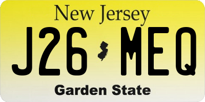 NJ license plate J26MEQ