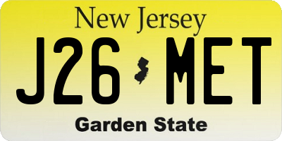 NJ license plate J26MET